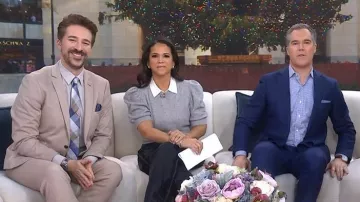 Frame Ruched Sleeve Recycled Cashmere Blend Sweater worn by Laura Jarrett as seen in Today on January 12, 2026