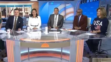 Cinq a Sept Bev High Waist Flare Leg Jeans worn by Hoda Kotb as seen in Today on January 12, 2026