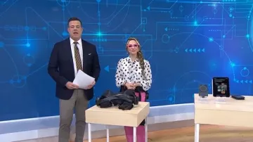 Joie Polka Dot Blouse with Tie worn by Katie Linendoll as seen in Today on January 12, 2026