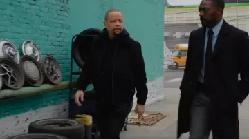 Sandro Wool Aviator Jacket with Shearling worn by Odafin 'Fin' Tutuola (Ice-T) as seen in Law & Order: Special Victims Unit (S27E09)