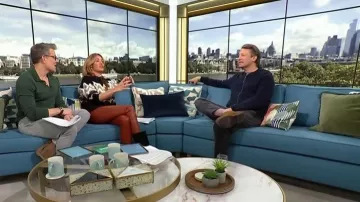 Stouls JP Long Leather Flared Pants worn by Cat Deeley as seen in This Morning on January 2026