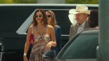 Isabel Marant Rafael Ruched & Braided Printed Silk Dress worn by Bella (Stefania Scampinato) as seen in Landman (S02E09)