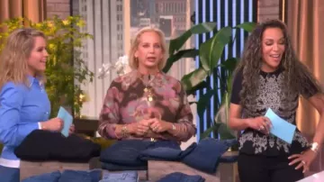 Democracy Printed Long-Sleeve Sweater worn by Caren Lettiere as seen in The View on January 12, 2026