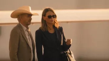 Saint Laurent Sac de Jour Thin Large worn by Rebecca Falcone (Kayla Wallace) as seen in Landman (S02E09)