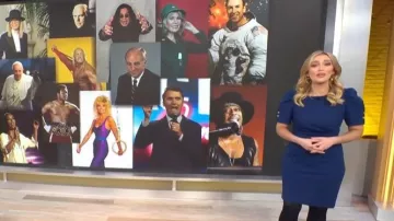 DKNY Button Short Sleeve Ruched Sheath Dress worn by Kelly O'Grady as seen in CBS Mornings on December 27, 2025