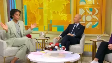 Scotch & Soda Rose High-Rise Wide Leg Pants worn by Adriana Diaz as seen in CBS Mornings on December 31, 2025