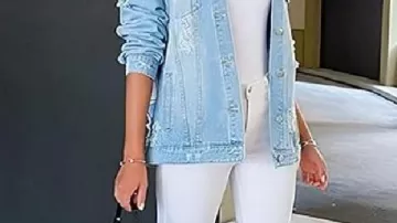 Patchwork Denim Jacket worn by (Mercedes Javid) in The Valley: Persian Style