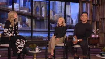 Saint Laurent Shirt in Matte and Shiny Silk worn by Kelly Ripa as seen in LIVE with Kelly and Mark on January 12, 2026