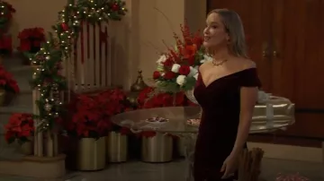 Aqua Off-the-Shoulder Fluted Velvet Gown worn by Donna Logan (Jennifer Gareis) as seen in The Bold and the Beautiful on December 26, 2025