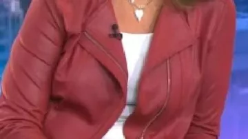 Red Leather Jacket worn by Hoda Kotb in Hoda, Kathie Lee Surprise Sheinelle Jones During Co-Host Debut