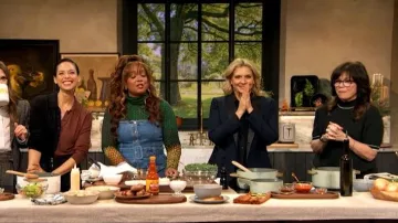 Cinq a Sept Vega Jean Dress worn by Sundiata Anderson as seen in The Drew Barrymore Show on January 8, 2026