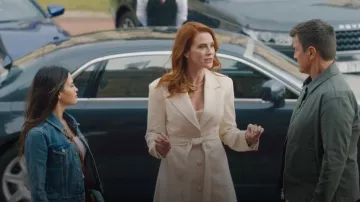 Anthropologie Pilcro Cropped Classic Blue Denim Jean Jacket worn by Bailey Nune (Jenna Dewan) as seen in The Rookie (S08E01)