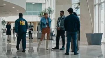 Schutz Maryana Croc Embossed Knee High Boots worn by Morgan Gillory (Kaitlin Olson) as seen in High Potential (S02E09)