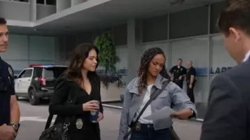 Frame Double-breasted Twill Blazer worn by Angela Lopez (Alyssa Diaz) as seen in The Rookie (S08E02)