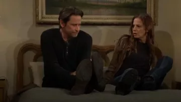 John Varvatos Memphis Waffle Long Sleeve Henley in Black worn by Matt Clark (Roger Howarth) as seen in The Young and the Restless on January 9, 2026