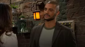 PS Paul Smith Sage Green Organic Cotton Sweater worn by Holden Novak (Nathan Owens) as seen in The Young and the Restless on January 10, 2026