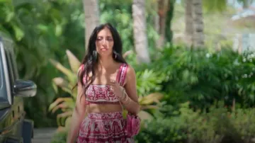 Chanel Flap Bag Small Wool Pink worn by Ro-mina Ustayev as seen in Members Only: Palm Beach (S01E07)