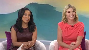 Proenza Schouler White Label Lyra Pleated Faux Leather Top worn by Sheinelle Jones as seen in Today with Jenna & Sheinelle  on January 13, 2026