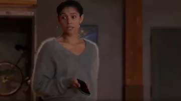 J.Crew Brushed Cashmere V Neck Sweater worn by Stella Kidd (Miranda Rae Mayo) as seen in Chicago Fire (S14E08)