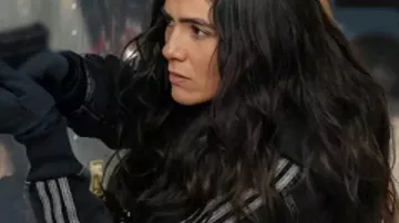 Chicago PD S13 Eva Imani Washed Striped Sleeve Jacket worn by (Arienne Mandi) in Chicago P.D.