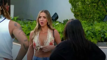 Gorglitter Floral Tie Front Hatler Top worn by Holly Hagan as seen in Geordie Shore (S26E01)