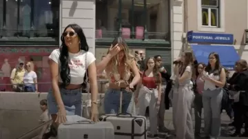 Finesse Nat White Jersey Graphic Top worn by Abbie Holborn as seen in Geordie Shore (S26E01)