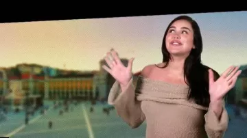 Meshki Marisol Off Shoulder Boucle Maxi Dress worn by Marnie Simpson as seen in Geordie Shore (S26E01)