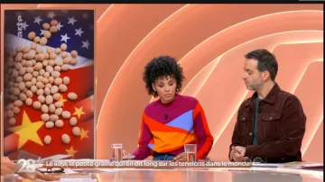 Pull multicolore de Anna N'Diaye dans 28 minutes 08/12/2025