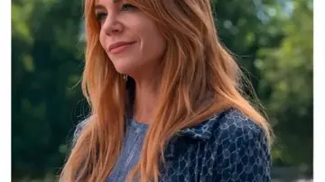 High Potential S02 Kaitlin Olson Printed Jacket worn by Morgan Gillory (Kaitlin Olson) in High Potential