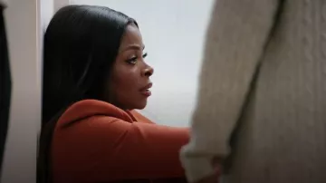 Tahari ASL Double-Breasted Ruched-Sleeve Jacket worn by Ava Coleman (Janelle James) as seen in Abbott Elementary (S05E10)