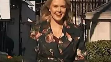 Today Karoline Leavitt Black Floral Coat as seen in Today