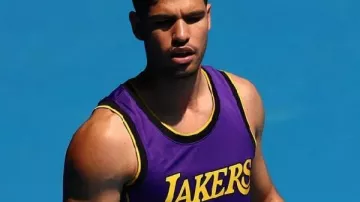 Carlos Alcaraz 2026 Australian Open Lakers Jersey in Carlos Alcaraz was repping LeBron James during Australian Open practice ???? (via @tennischannel/TT)