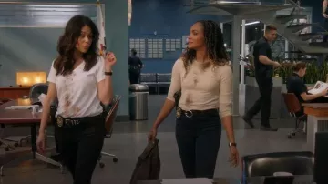 Anderson's Skinny Double Fastener Leather Belt worn by Angela Lopez (Alyssa Diaz) as seen in The Rookie (S08E02)