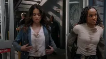 L'Agence Wayne Denim Blazer worn by Angela Lopez (Alyssa Diaz) as seen in The Rookie (S08E02)