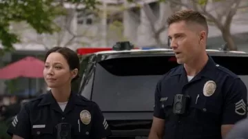 Gorjana 14k Gold Rose Bar Studs worn by Lucy Chen (Melissa O'Neil) as seen in The Rookie (S08E02)