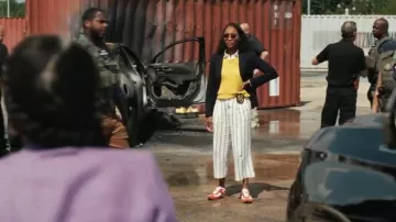 A.L.C. Charles Striped Linen Pant worn by Faith Mitchell (Iantha Richardson) as seen in Will Trent (S04E02)