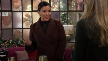 Quince Italian Wool Tailored Long Coat in Dark Chocolate worn by Audra Charles (Zuleyka Silver) as seen in The Young and the Restless on December 27, 2025