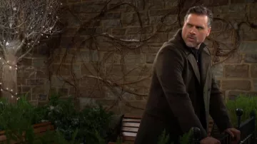 Reiss Present Coat in Dark Green worn by Nick Newman ( Joshua Morrow) as seen in The Young and the Restless on December 29, 2025