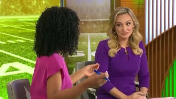 Vestido de manga 3/4 de Nora Gardner Daphne llevado por Kelly O'Grady, visto en CBS Mornings el 10 de enero de 2026
