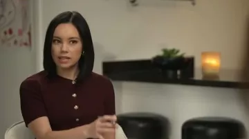 H&M Short-Sleeved Cardigan worn by Jo Ling Kent as seen in CBS Mornings on January 13, 2026