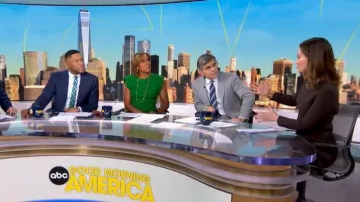 Michael Kors Collection Wool Handkerchief Midi-Dress worn by Rebecca Jarvis as seen in Good Morning America on January 14, 2026