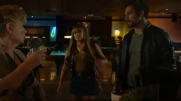 Sandro Mini Denim And Leather Skirt worn by Max Mitchell (Vanessa Morgan) as seen in Wild Cards (S03E01)