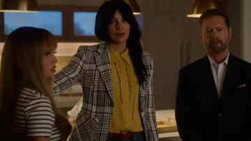 Gilbergilmore Dark Mustard Gayle Ruffle Shirt worn by Vivienne (Tamara Taylor) as seen in Wild Cards (S03E01)