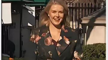 Today 2026 Karoline Leavitt Black Floral Coat worn by Karoline Leavitt in Today