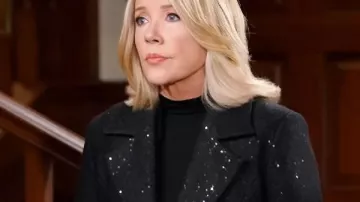 The Young And The Restless 2026 Nikki Newman Black Sequin Coat as seen in The Young and the Restless