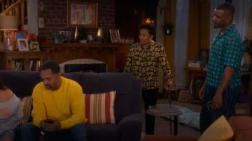 Zara Green Crochet Shirt worn by Bernard (Jermelle Simon) as seen in The Upshaws (S07E03)