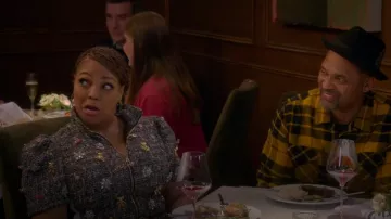 Akira Bernie Dress worn by Regina (Kim Fields) as seen in The Upshaws (S07E04)