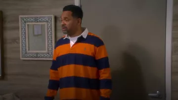 Polo Ralph Lauren LS Rugby M3-Long Sleeve-Knit worn by Bennie Upshaw (Mike Epps) as seen in The Upshaws (S07E05)
