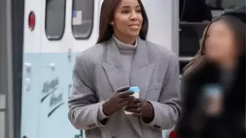 Relationship Goals 2026 Kelly Rowland Grey Coat worn by Leah Caldwell (Kelly Rowland) as seen in Relationship Goals