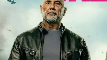 The Wrecking Crew Dave Bautista Black Leather Jacket worn by James (Dave Bautista) as seen in The Wrecking Crew